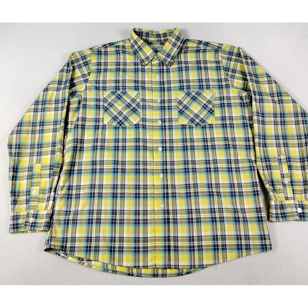 Carhartt Shirt Mens XL Yellow Plaid Long Sleeve Button Down Casual Workwear